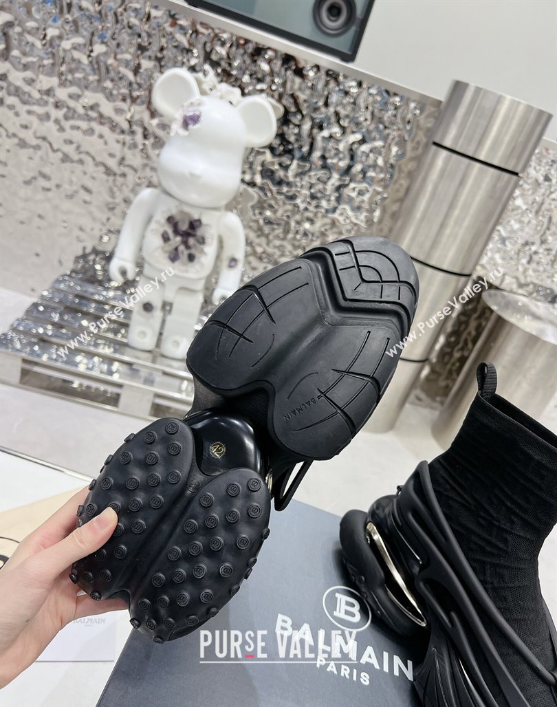 Balmain Unicorn high-top trainers 8cm in mesh and leather Black 2 2024 0328 (MD-240328060)