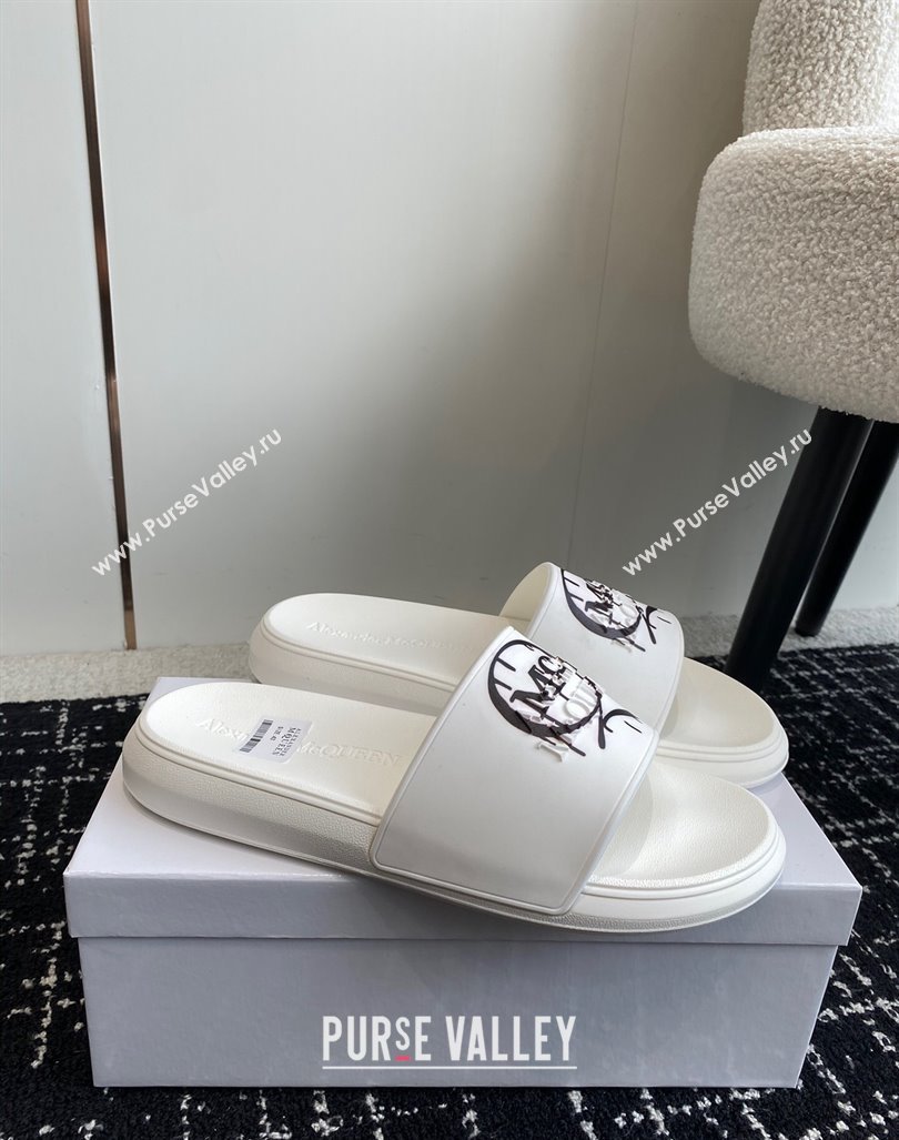 Alexander McQueen TPU Slide Sandals with Logo Print White 2024 043001 (KL-240430111)