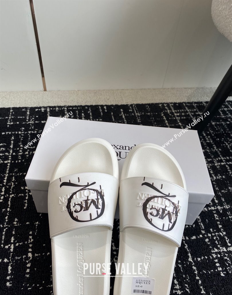 Alexander McQueen TPU Slide Sandals with Logo Print White 2024 043001 (KL-240430111)