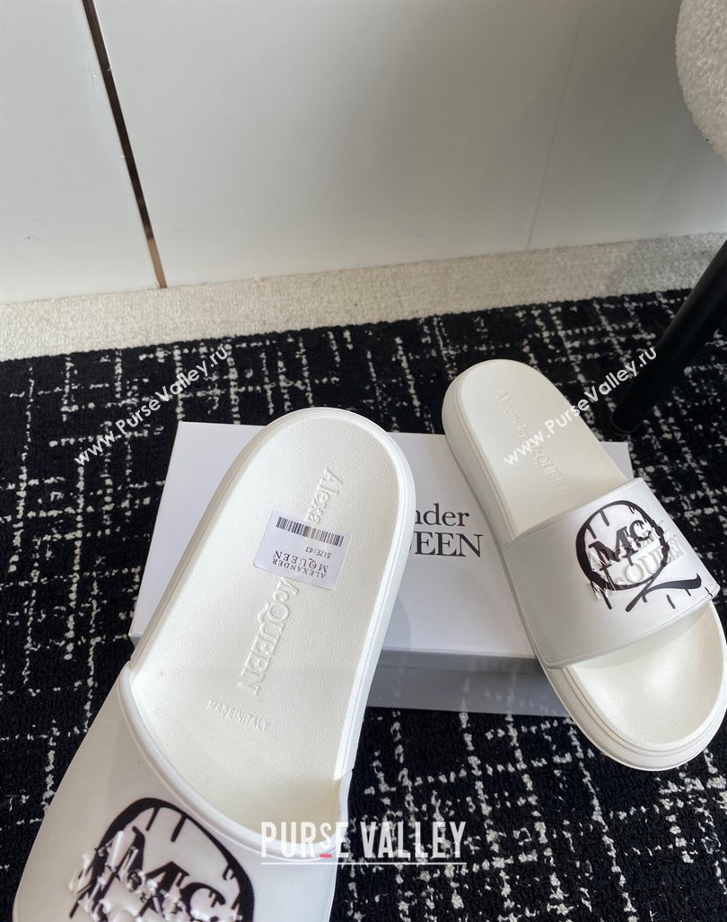 Alexander McQueen TPU Slide Sandals with Logo Print White 2024 043001 (KL-240430111)