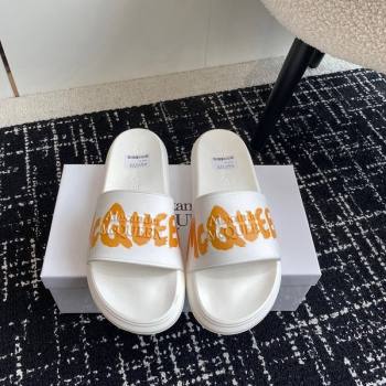 Alexander McQueen TPU Slide Sandals with Signature Print Orange 2024 043002 (KL-240430117)