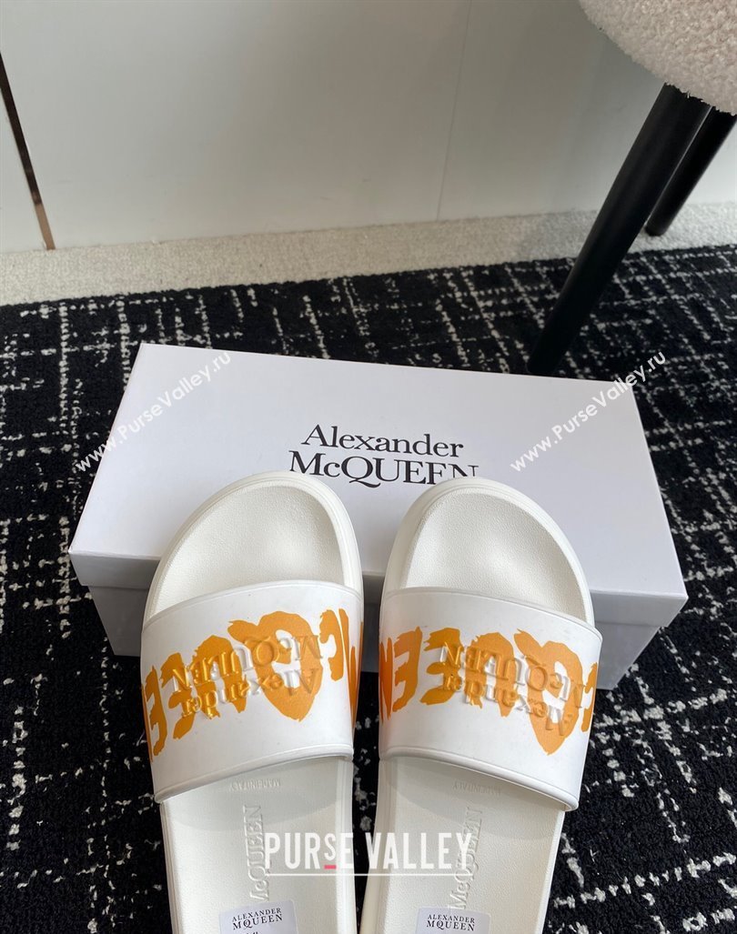 Alexander McQueen TPU Slide Sandals with Signature Print Orange 2024 043002 (KL-240430117)