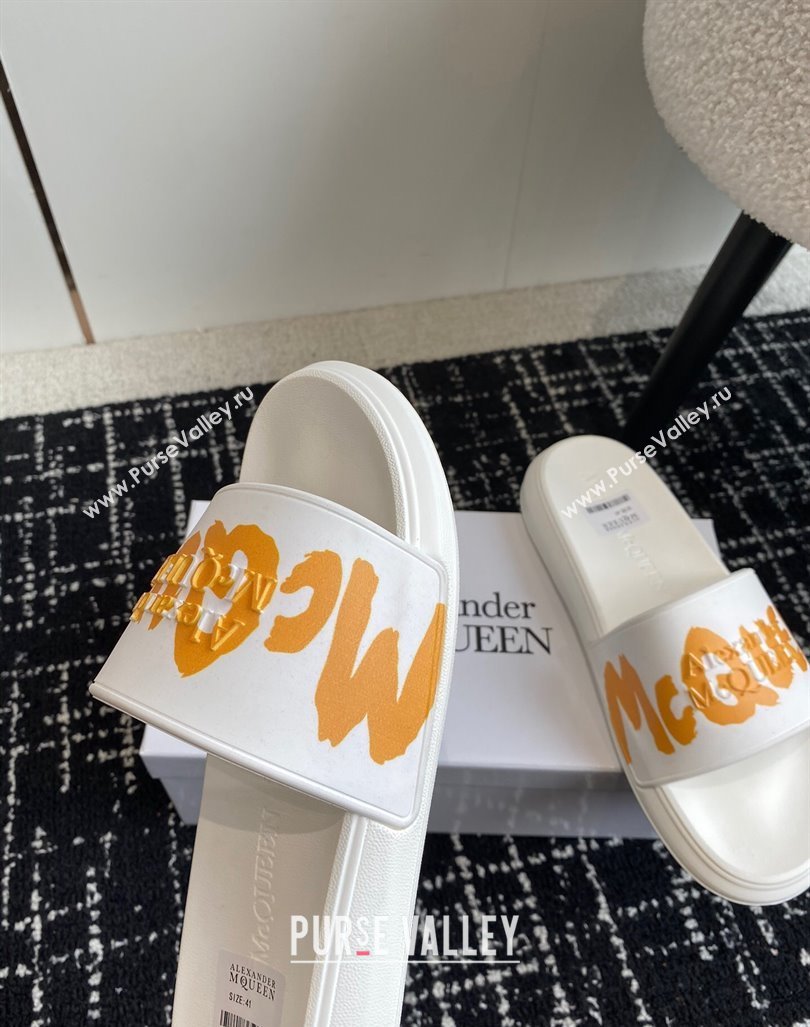 Alexander McQueen TPU Slide Sandals with Signature Print Orange 2024 043002 (KL-240430117)