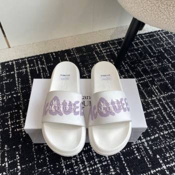 Alexander McQueen TPU Slide Sandals with Signature Print Purple 2024 043002 (KL-240430118)