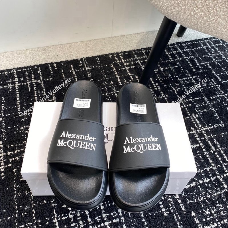 Alexander McQueen TPU Slide Sandals Black/White 2024 04310 (KL-240430120)