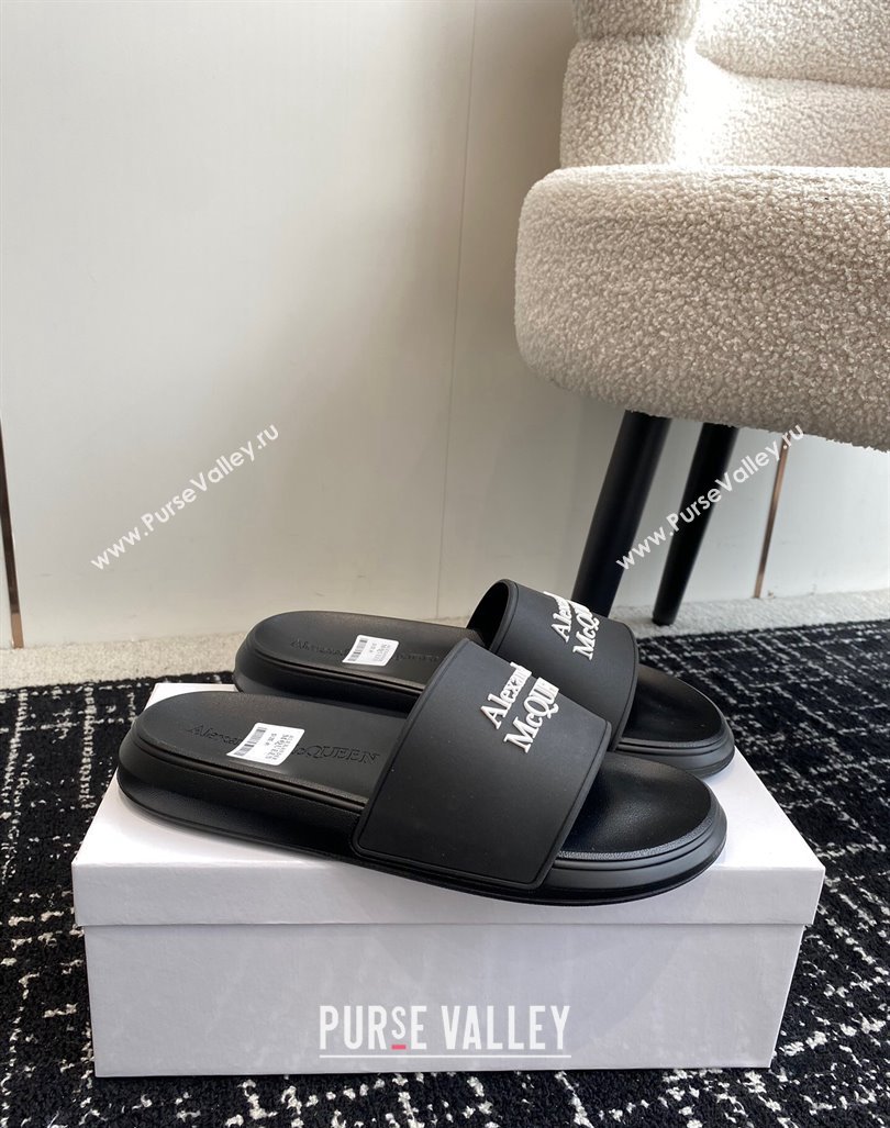 Alexander McQueen TPU Slide Sandals Black/White 2024 04310 (KL-240430120)