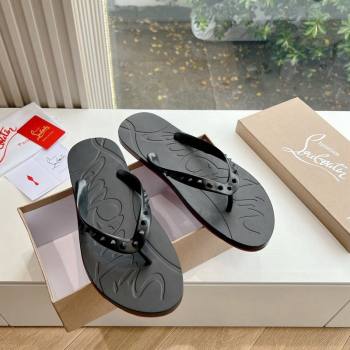 Christian Louboutin Mens Rubber Flat Thong Slide Sandal Black2 2024 G125 (KL-240612136)