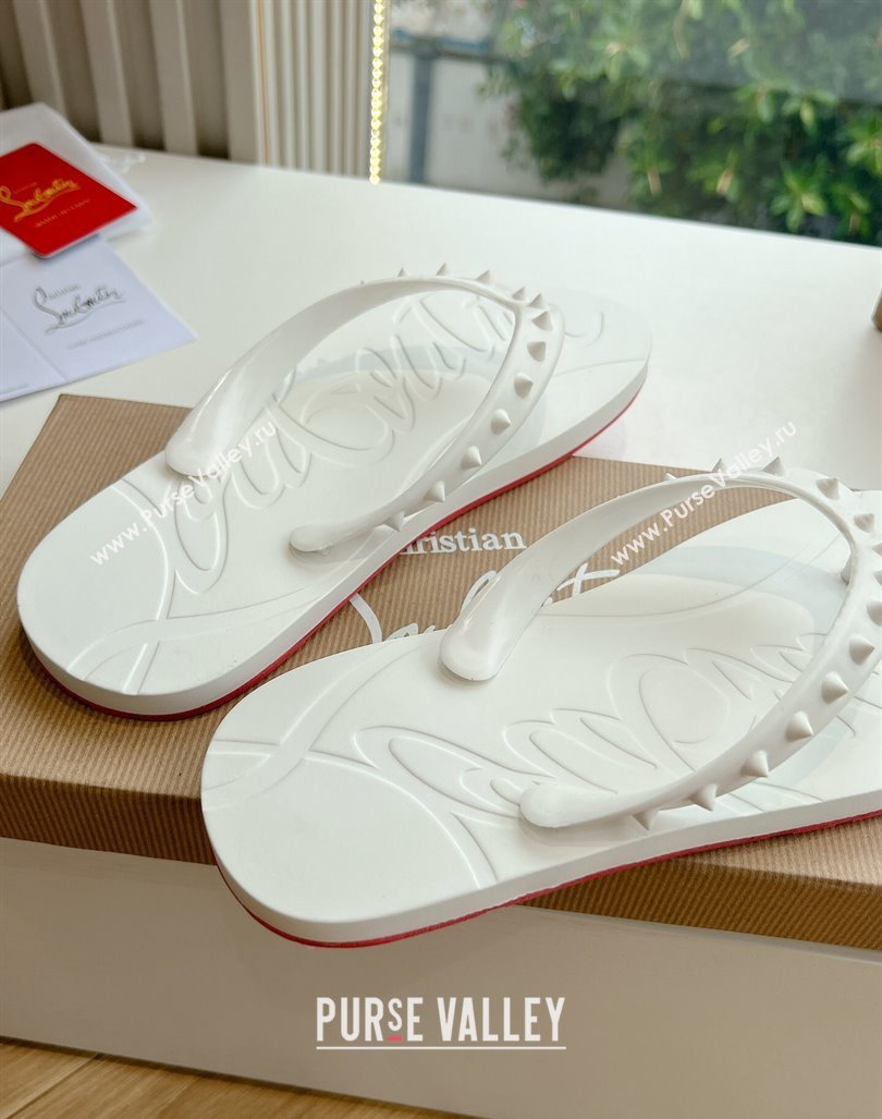 Christian Louboutin Mens Rubber Flat Thong Slide Sandal White 2024 G125 (KL-240612137)