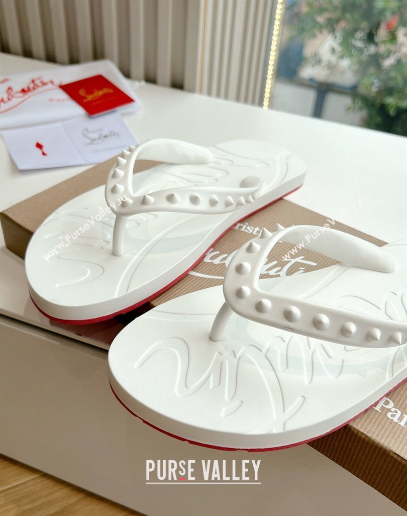 Christian Louboutin Mens Rubber Flat Thong Slide Sandal White 2024 G125 (KL-240612137)