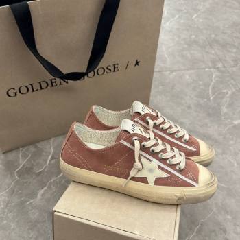 Golden Goose Womens V-Star sneakers in powder pink suede with a white leather star 2024 (13-24081006)