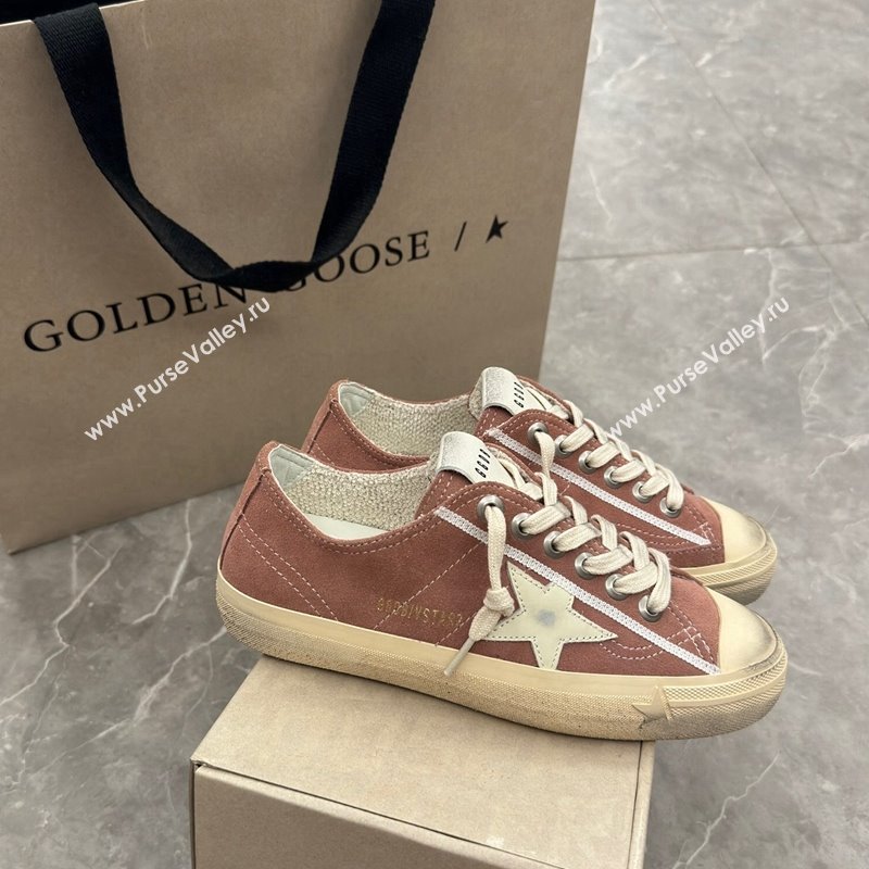 Golden Goose Womens V-Star sneakers in powder pink suede with a white leather star 2024 (13-24081006)