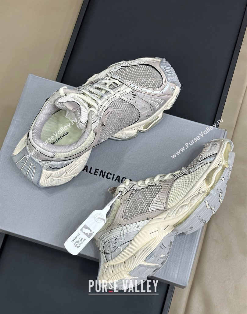 Balenciaga Stapler Trainers Sneakers in Mesh Light Grey 2024 1009 (SS-241009087)