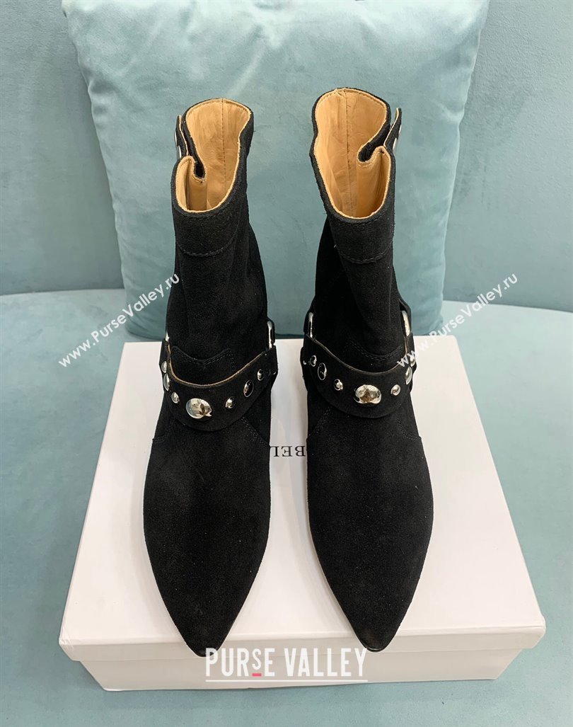 Isabel Marant Stania Flat-heeled Ankle Boots 2.5cm in Suede Black 2024 (KER-241009104)