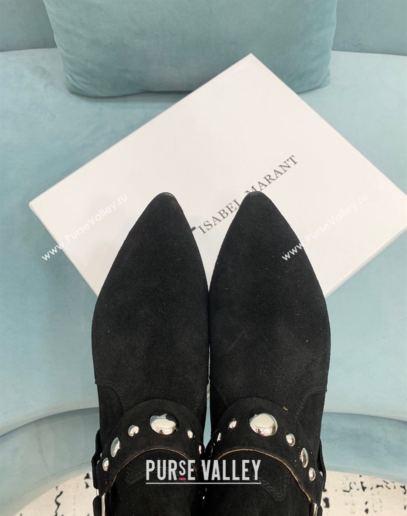 Isabel Marant Stania Flat-heeled Ankle Boots 2.5cm in Suede Black 2024 (KER-241009104)