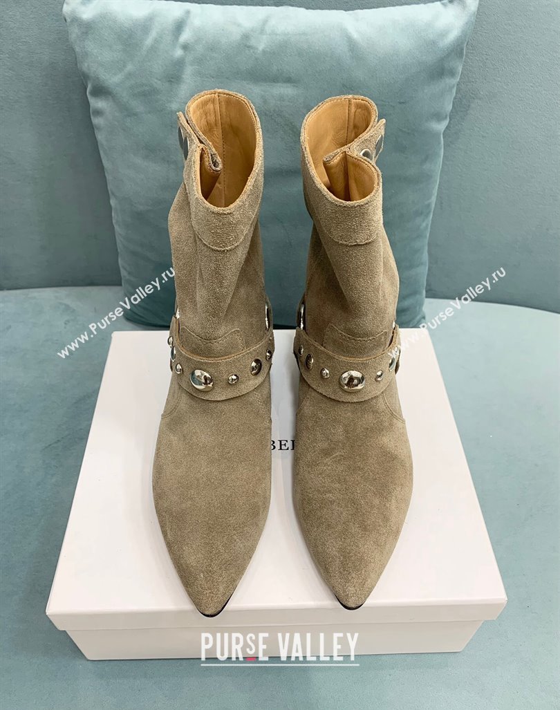 Isabel Marant Stania Flat-heeled Ankle Boots 2.5cm in Suede Grey 2024 (KER-241009106)