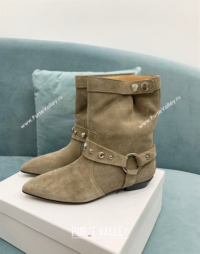 Isabel Marant Stania Flat-heeled Ankle Boots 2.5cm in Suede Grey 2024 (KER-241009106)