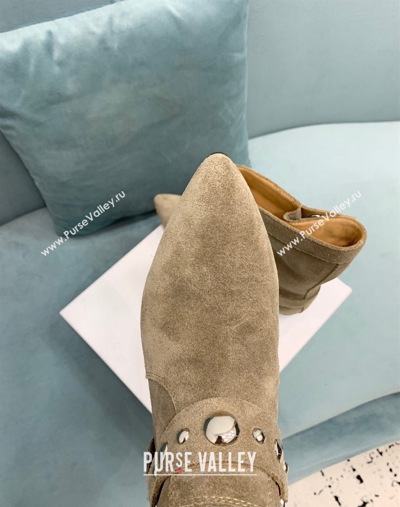 Isabel Marant Stania Flat-heeled Ankle Boots 2.5cm in Suede Grey 2024 (KER-241009106)