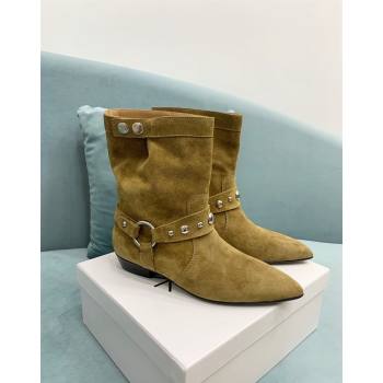 Isabel Marant Stania Flat-heeled Ankle Boots 2.5cm in Suede Apricot 2024 (KER-241009107)