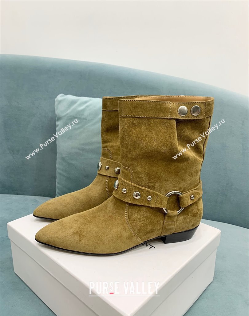 Isabel Marant Stania Flat-heeled Ankle Boots 2.5cm in Suede Apricot 2024 (KER-241009107)