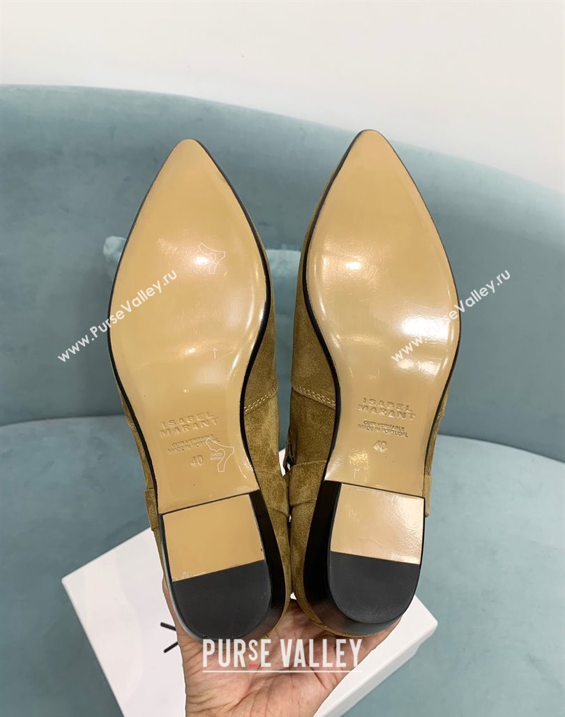 Isabel Marant Stania Flat-heeled Ankle Boots 2.5cm in Suede Apricot 2024 (KER-241009107)