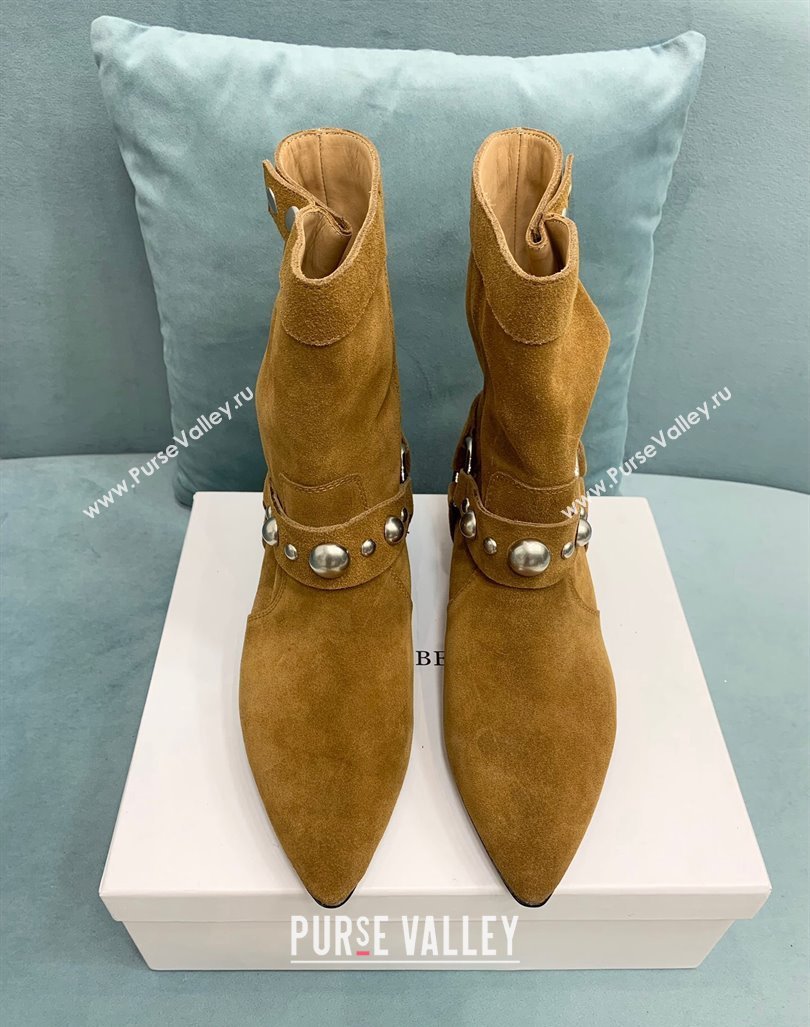 Isabel Marant Stania Flat-heeled Ankle Boots 2.5cm in Suede Brown 2024 (KER-241009108)