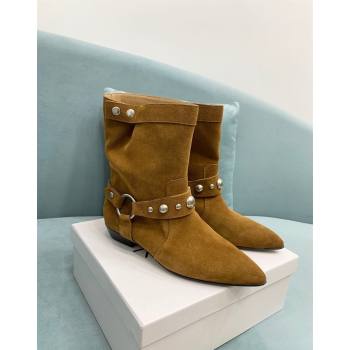 Isabel Marant Stania Flat-heeled Ankle Boots 2.5cm in Suede Brown 2024 (KER-241009108)