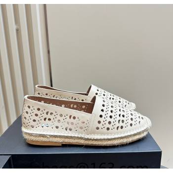 Alaia Espadrilles Flats in Laser-cut leather Light Beige 2024 A111204 (KL-241112022)