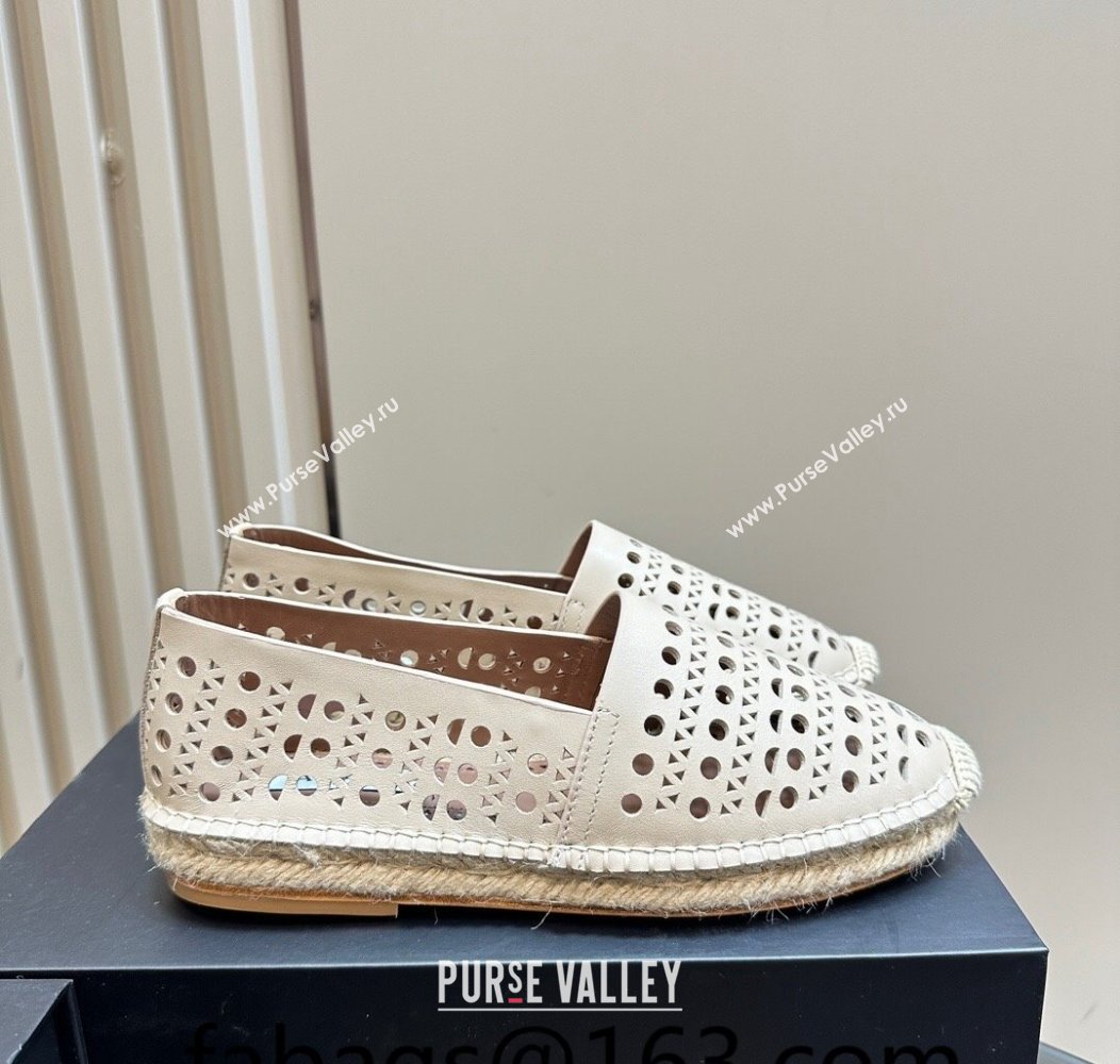 Alaia Espadrilles Flats in Laser-cut leather Light Beige 2024 A111204 (KL-241112022)