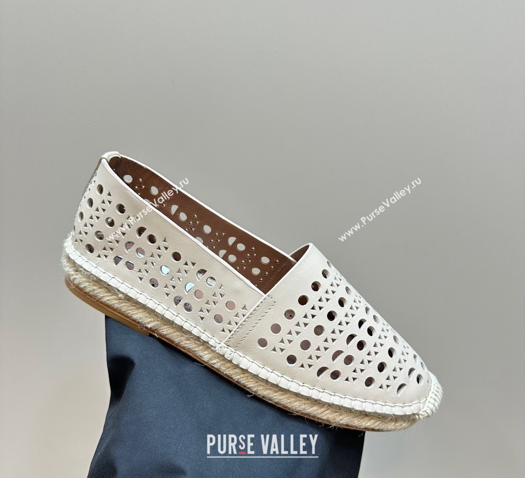 Alaia Espadrilles Flats in Laser-cut leather Light Beige 2024 A111204 (KL-241112022)