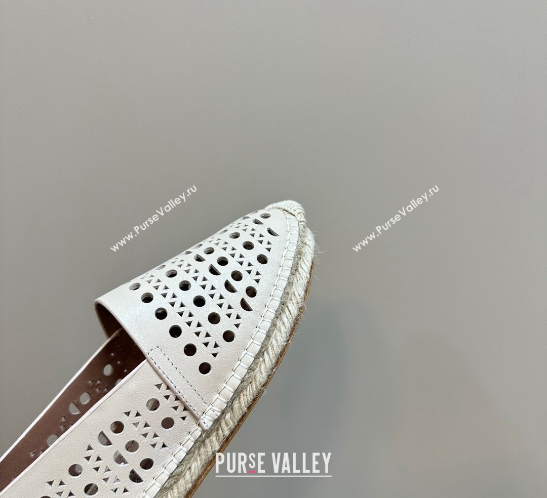 Alaia Espadrilles Flats in Laser-cut leather Light Beige 2024 A111204 (KL-241112022)