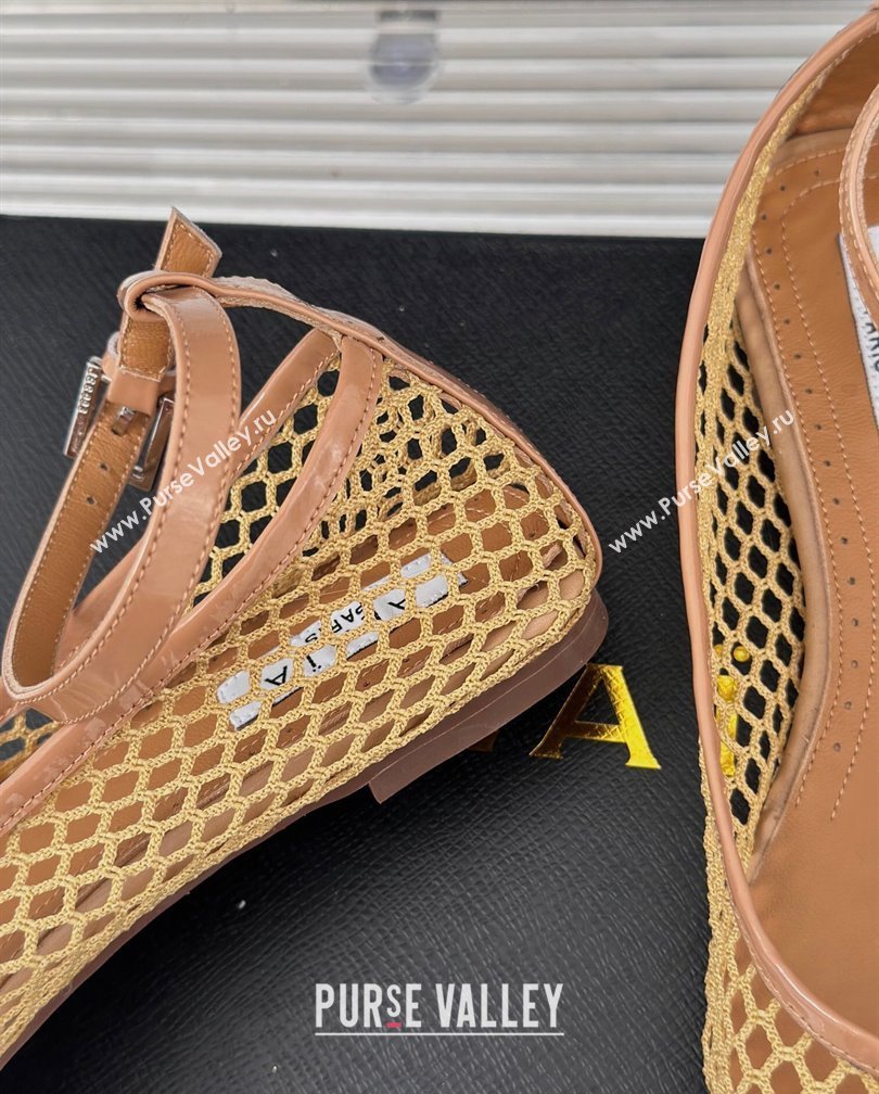 Alaia Ballet Flats in Fishnet and Ankle Strap Yellow 2024 A111202 (KL-241112006)