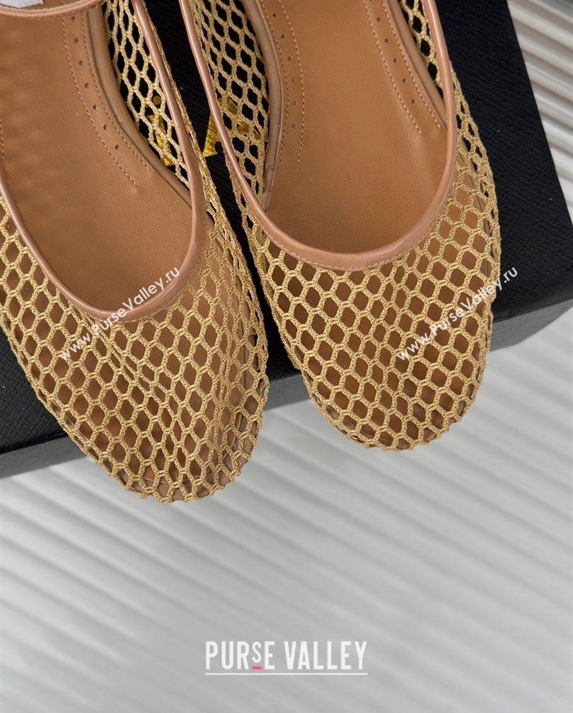 Alaia Ballet Flats in Fishnet and Ankle Strap Yellow 2024 A111202 (KL-241112006)