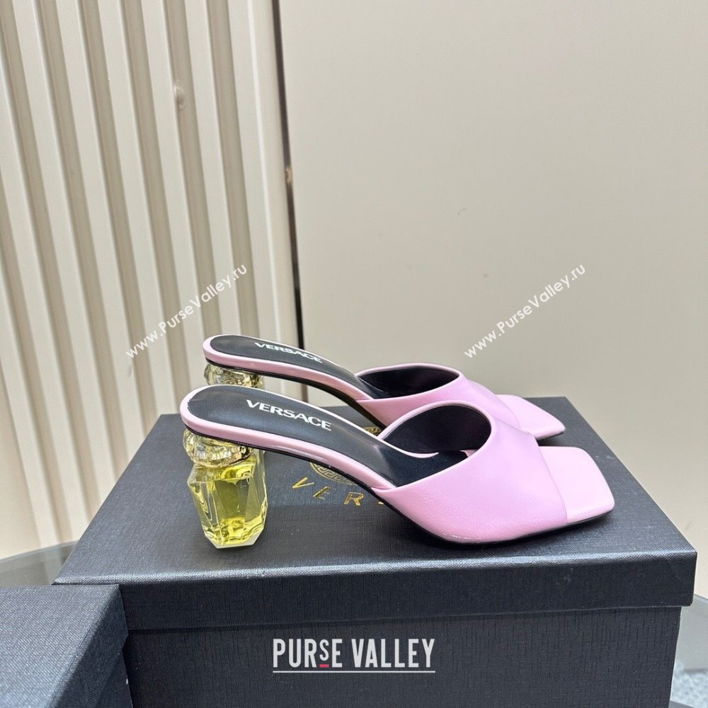 Versace Patent Leather Slides Sandal with Bottle Heel Purple 2024 1122 (MD-241122114)