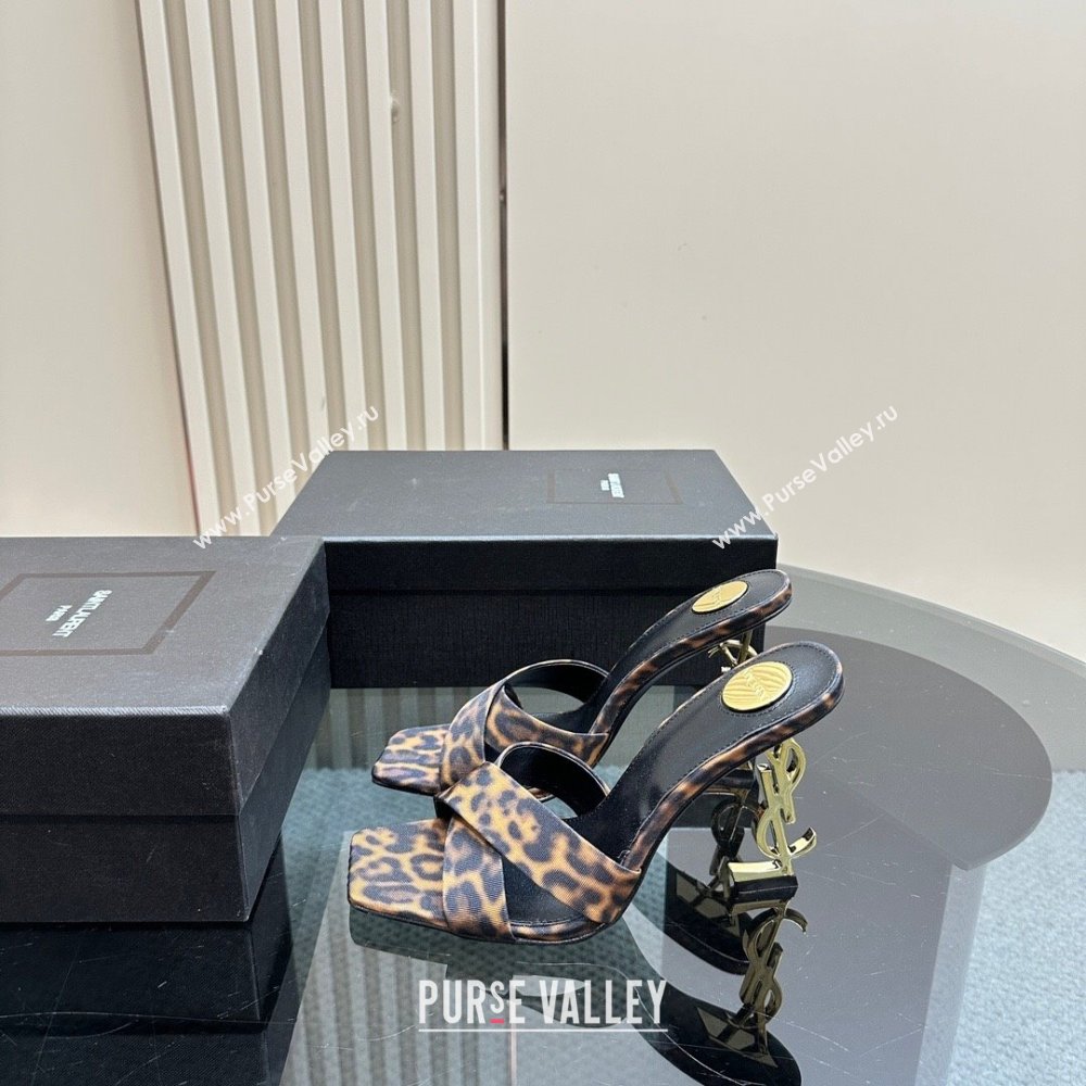 Saint Laurent High Heel YSL Slides Sandal 11cm in Leopard-print 2024 1122 (MD-241122121)