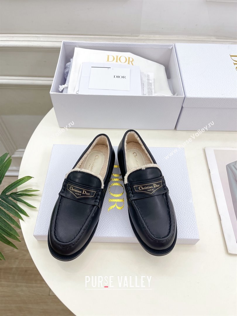 Dior Boy Flat Loafers in Calfskin and Wool Black 2024 (MD-241122034)