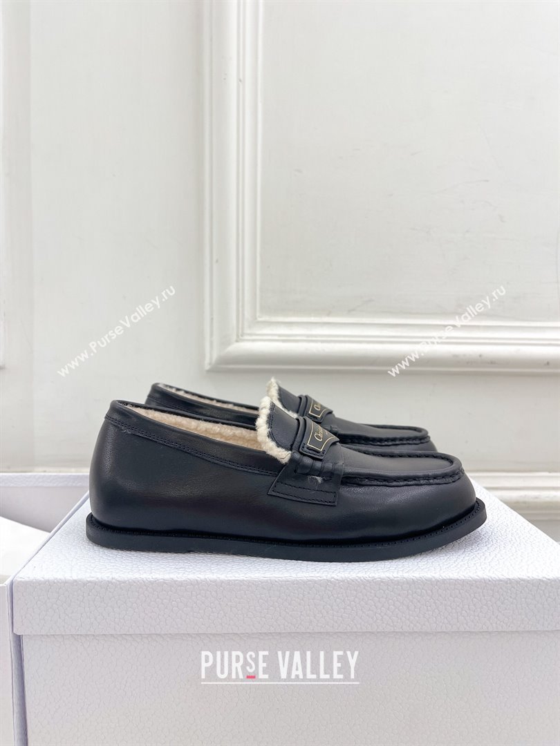 Dior Boy Flat Loafers in Calfskin and Wool Black 2024 (MD-241122034)