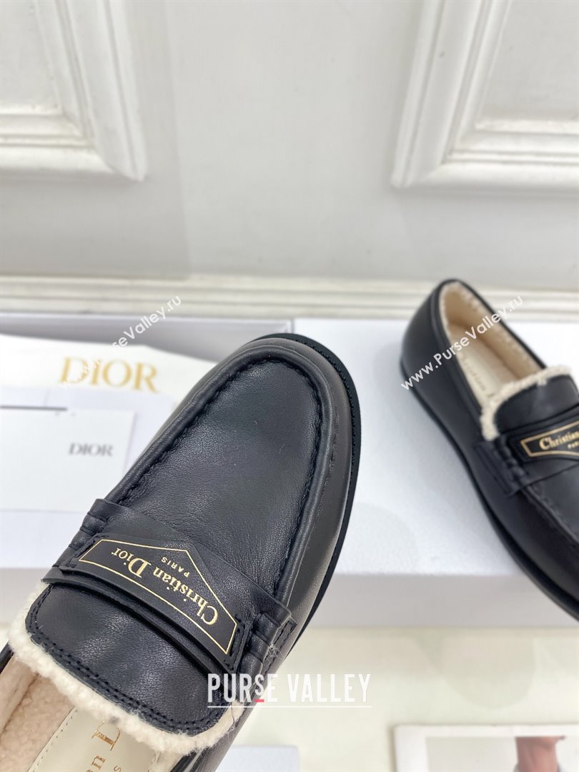 Dior Boy Flat Loafers in Calfskin and Wool Black 2024 (MD-241122034)