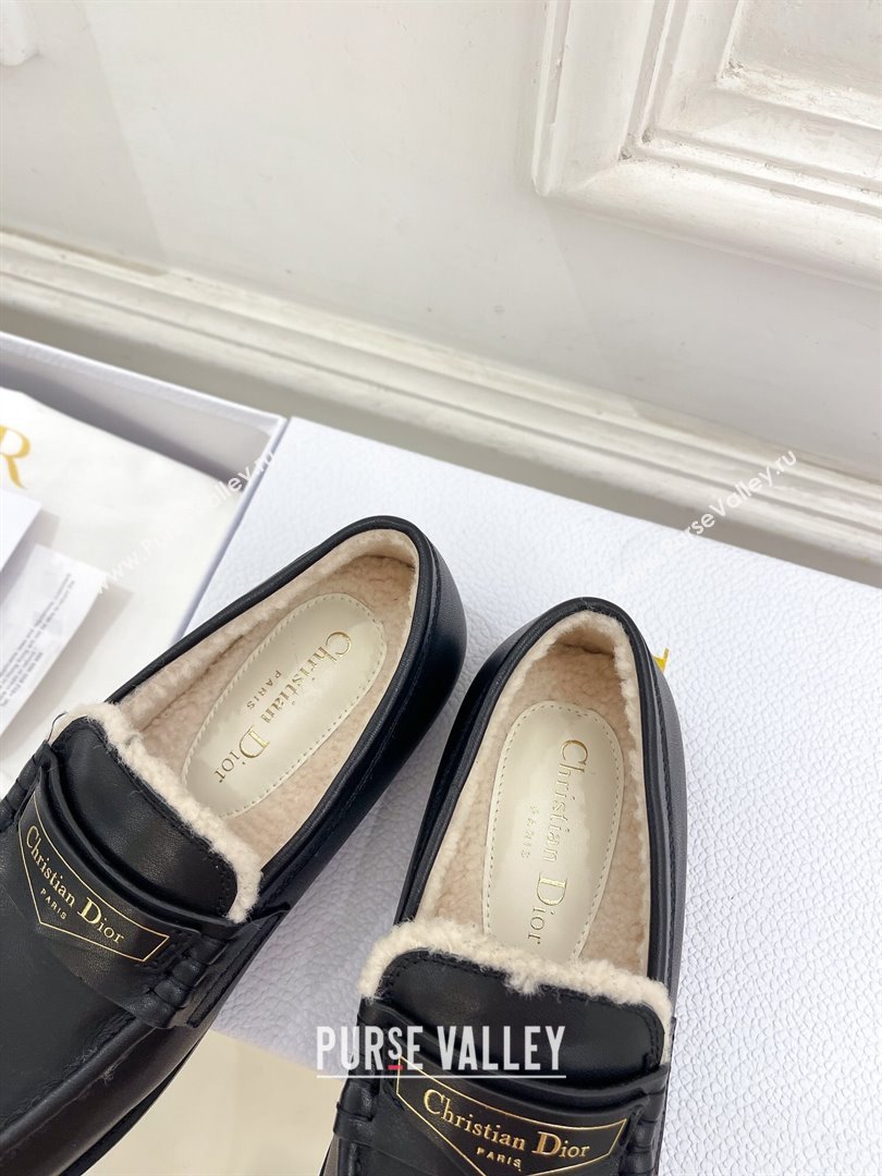 Dior Boy Flat Loafers in Calfskin and Wool Black 2024 (MD-241122034)