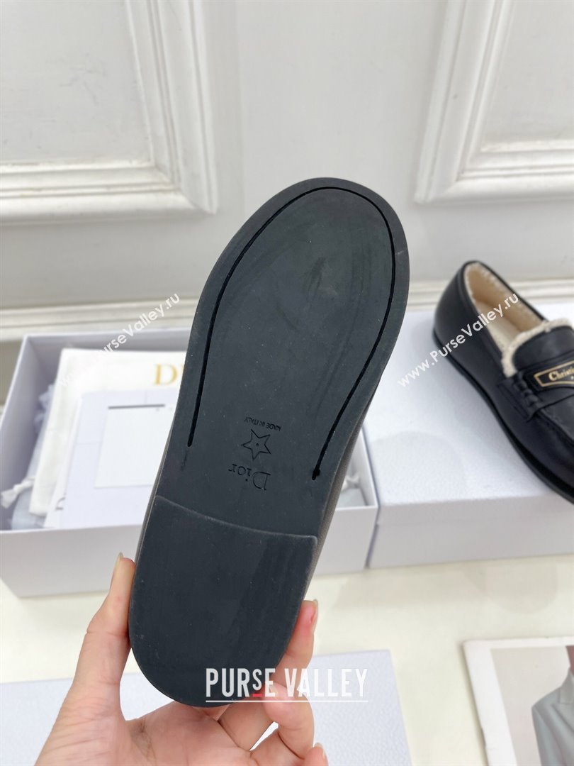 Dior Boy Flat Loafers in Calfskin and Wool Black 2024 (MD-241122034)