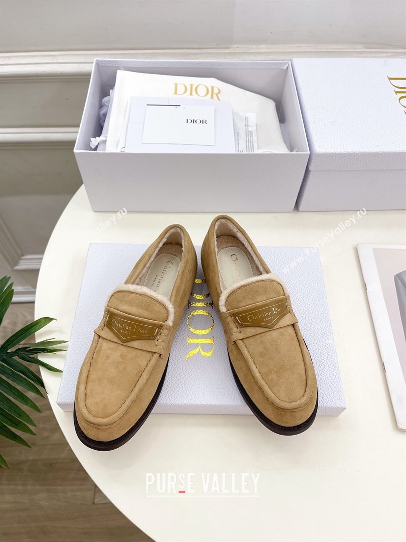 Dior Boy Flat Loafers in Suede and Wool Beige 2024 (MD-241122035)