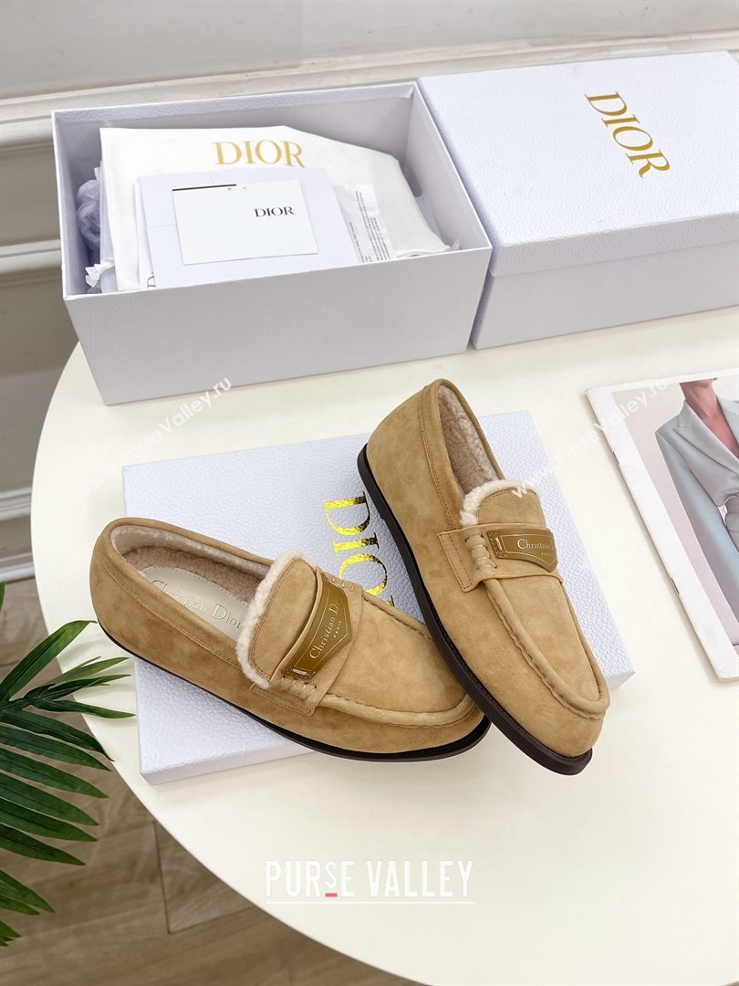 Dior Boy Flat Loafers in Suede and Wool Beige 2024 (MD-241122035)