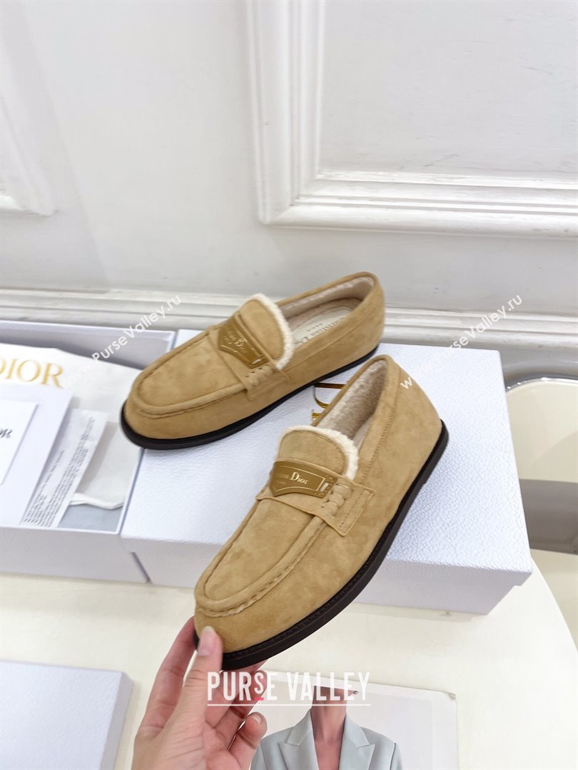 Dior Boy Flat Loafers in Suede and Wool Beige 2024 (MD-241122035)