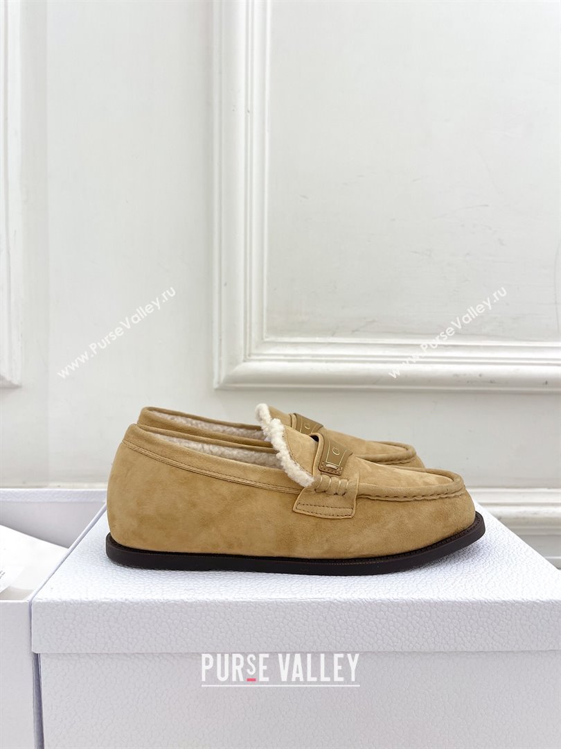 Dior Boy Flat Loafers in Suede and Wool Beige 2024 (MD-241122035)