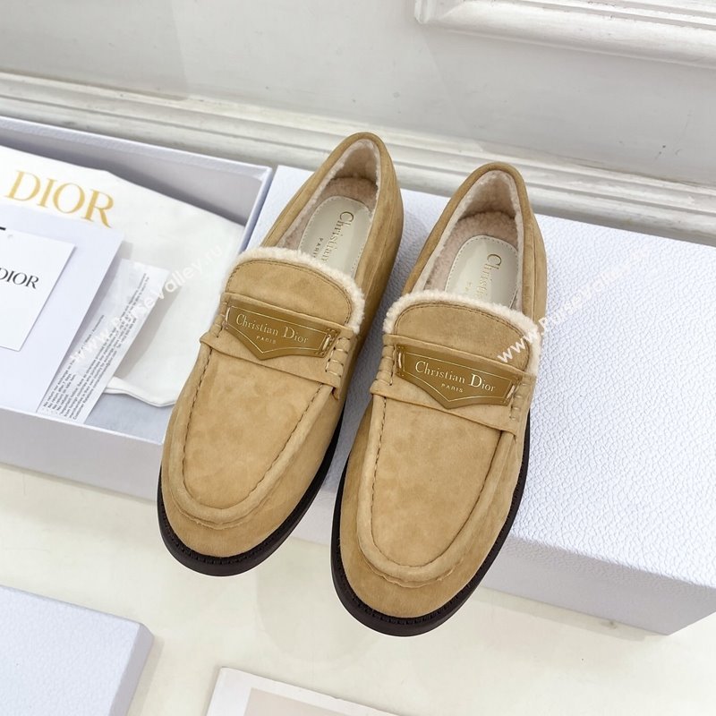 Dior Boy Flat Loafers in Suede and Wool Beige 2024 (MD-241122035)