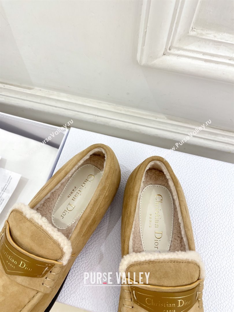 Dior Boy Flat Loafers in Suede and Wool Beige 2024 (MD-241122035)