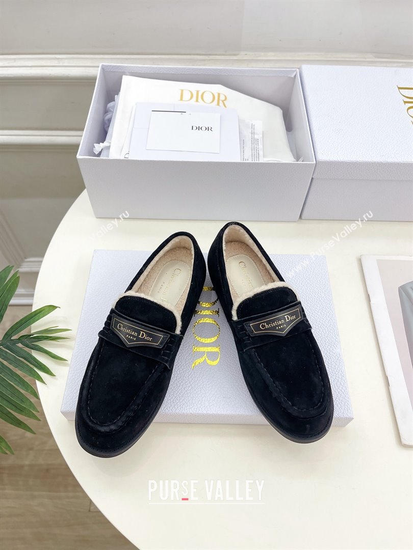 Dior Boy Flat Loafers in Suede and Wool Black 2024 (MD-241122036)