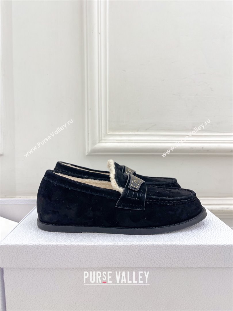 Dior Boy Flat Loafers in Suede and Wool Black 2024 (MD-241122036)