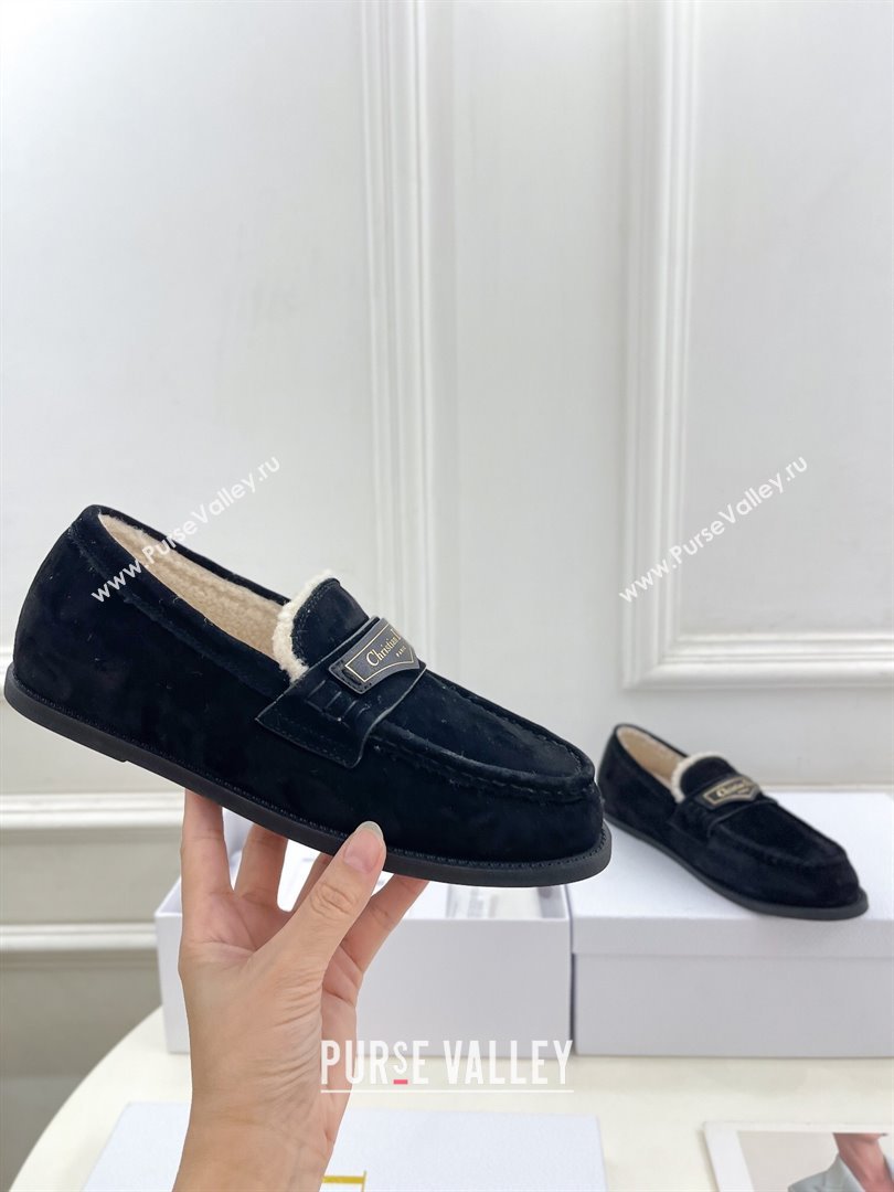 Dior Boy Flat Loafers in Suede and Wool Black 2024 (MD-241122036)