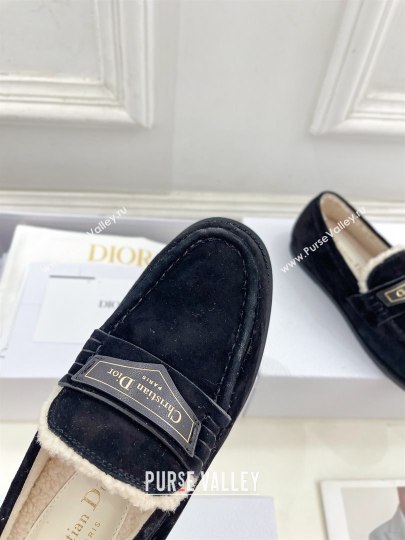 Dior Boy Flat Loafers in Suede and Wool Black 2024 (MD-241122036)