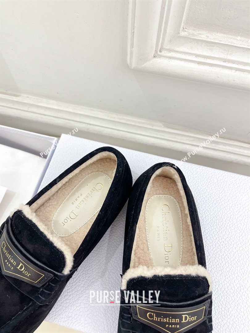 Dior Boy Flat Loafers in Suede and Wool Black 2024 (MD-241122036)